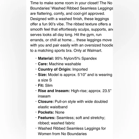 🔴 3/$12 No Boundaries Women’s Light Blue Women's Ribbed Seamless Leggings! NWT! - Picture 4 of 9